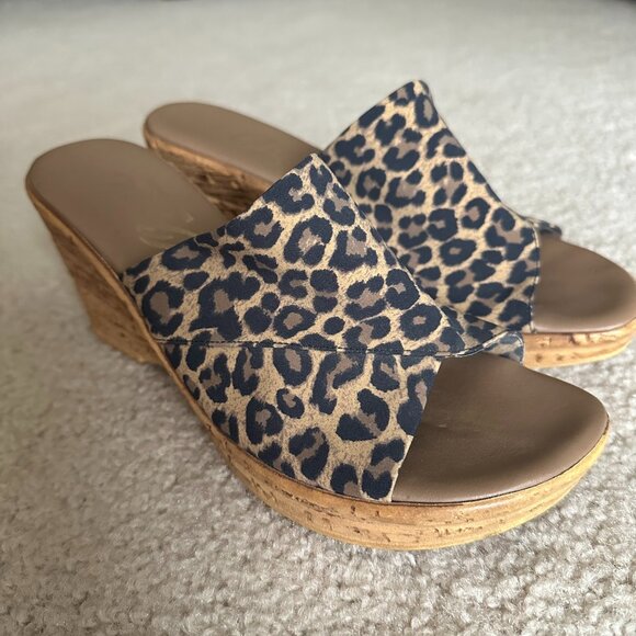 Onyx Cheetah Wedge Sandals - 8.5 - Picture 1 of 3